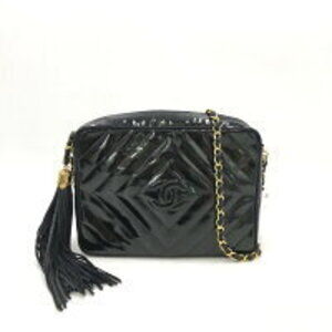 Chanel Coco Mark diamond stitched enamel Patent Vernis fringe chain shoulder bag